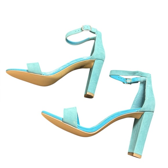 White House Black Market Suede Teal Ankle Strap 3 1/2” Heels , new w tags - Picture 9 of 13